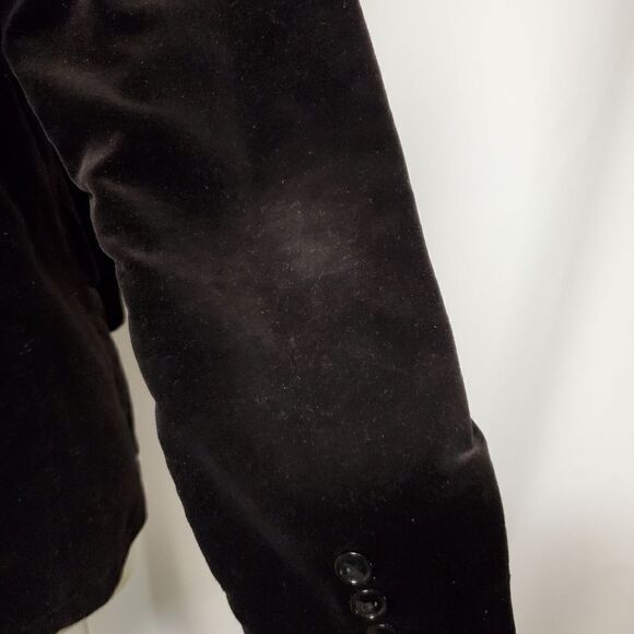 Vintage 80s Retro Black Velvet Punk Goth Rocker Steampunk Power Blazer Medium - Picture 5 of 12